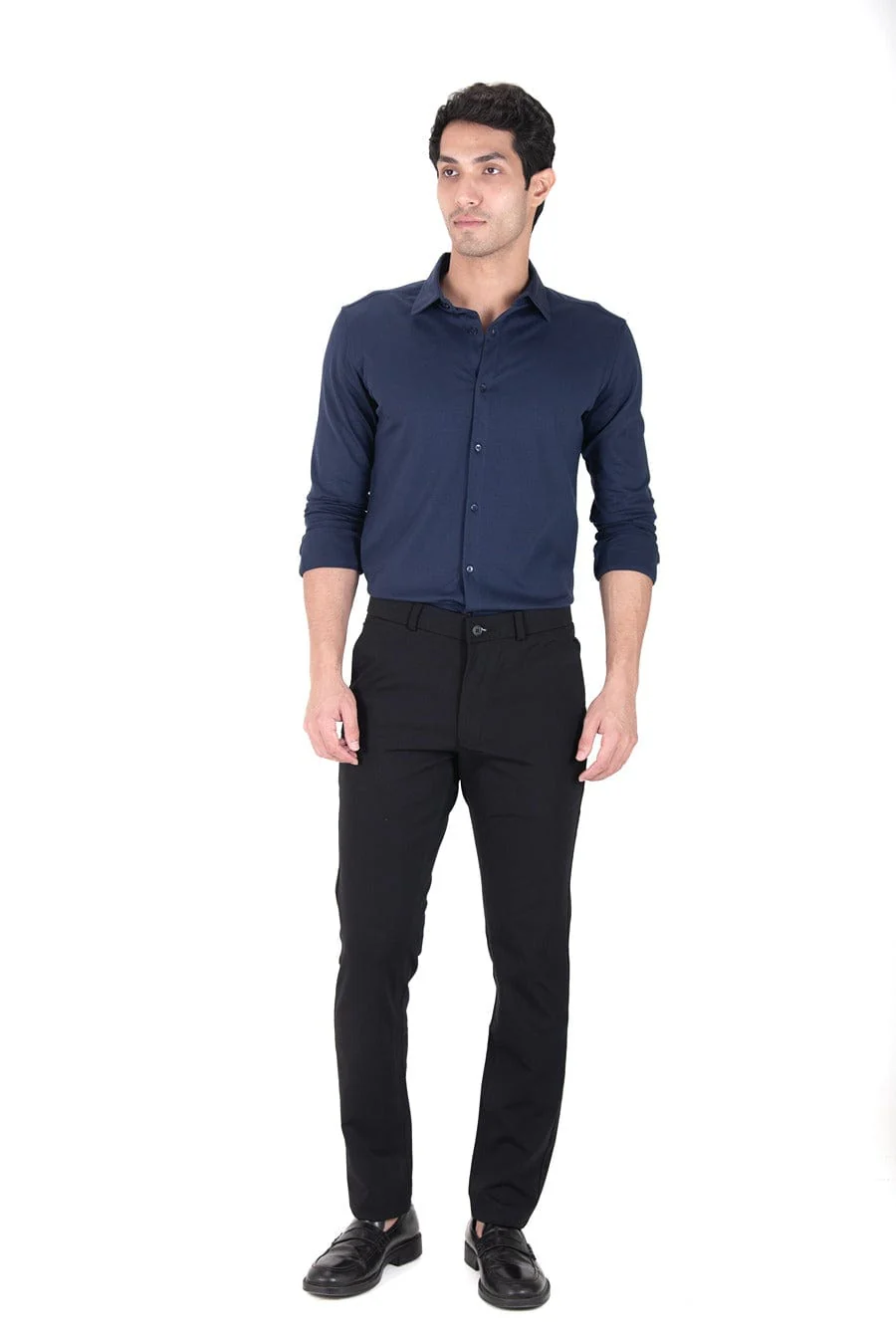 Fluid Cotton Flow Shirt - Deep Navy - Image 4