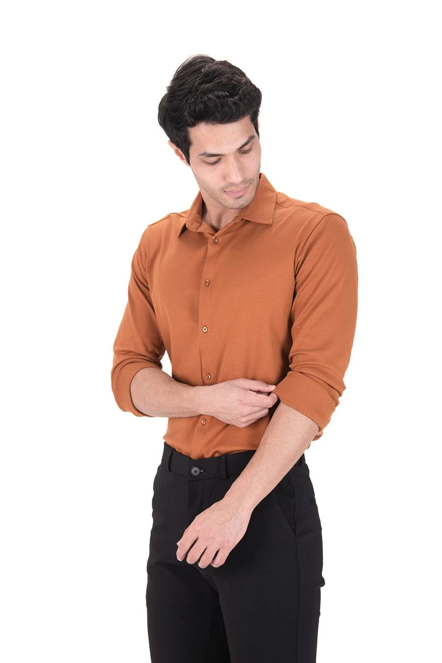 Fluid Cotton Flow Shirt - Burnt Orange - Image 3