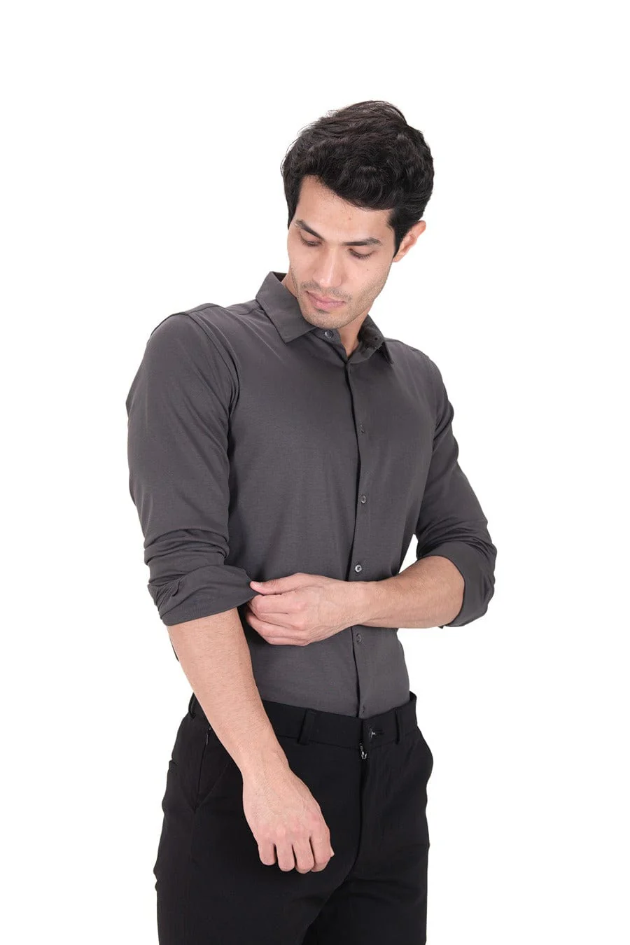 Fluid Cotton Flow Shirt - Dark Grey - Image 3