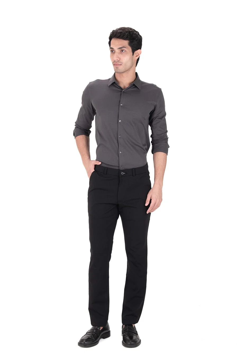Fluid Cotton Flow Shirt - Dark Grey - Image 4