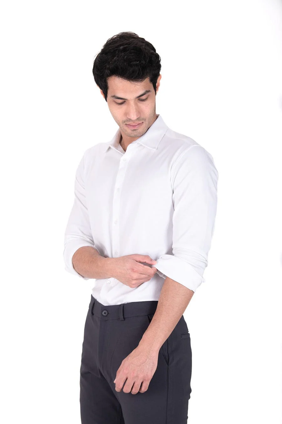 Fluid Cotton Flow Shirt - Pearl White - Image 3