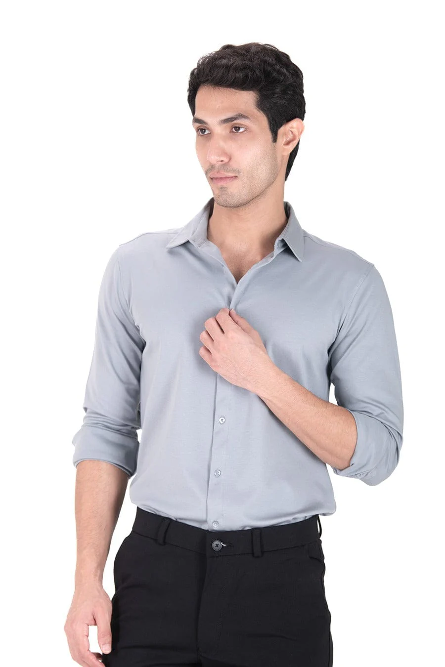 Fluid Cotton Flow Shirt - Steel Grey - Image 3