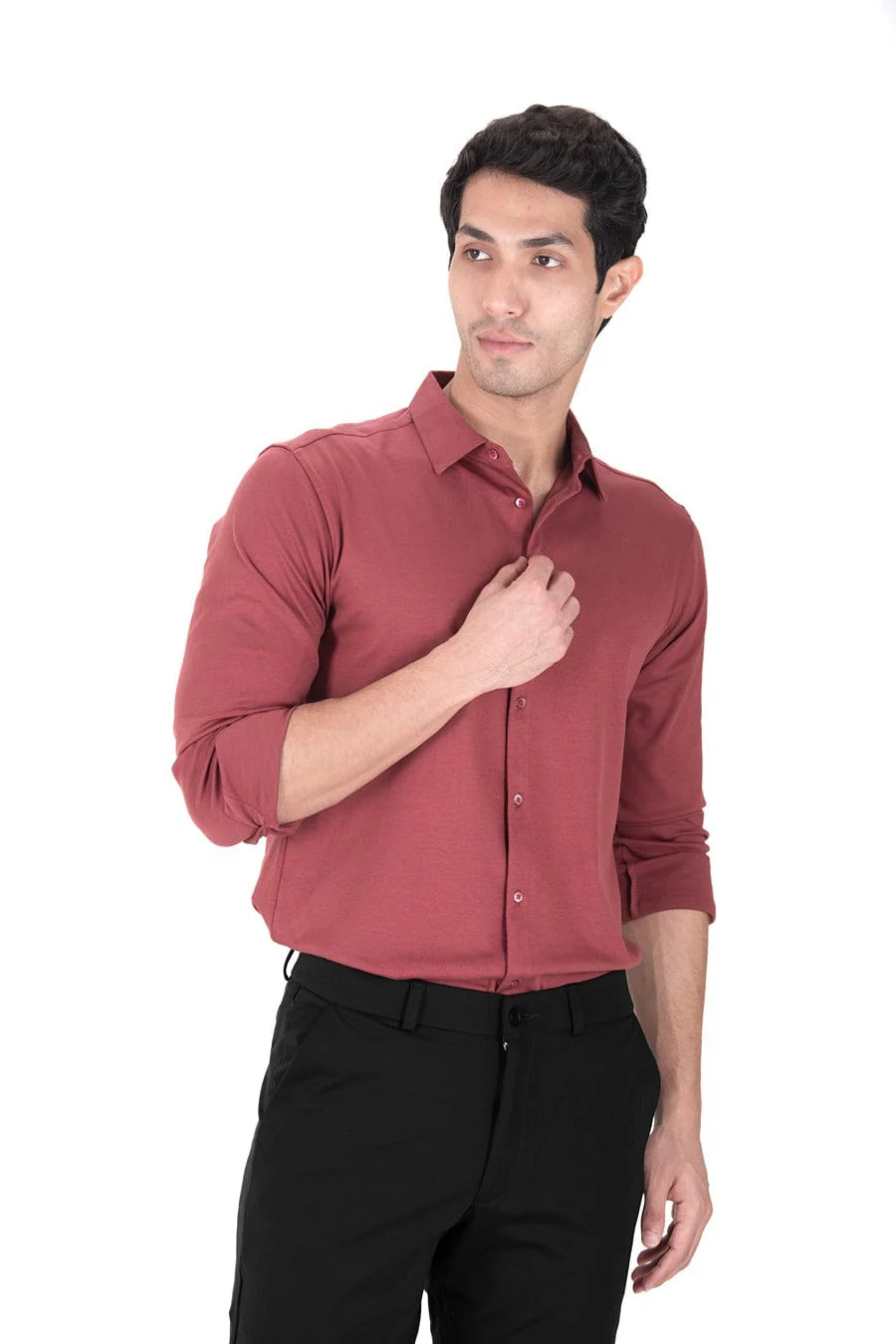 Fluid Cotton Flow Shirt - Merlot Red - Image 3