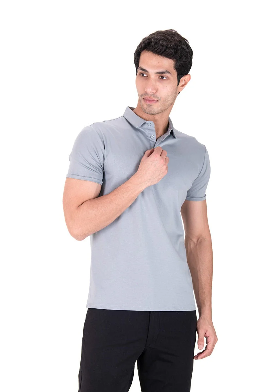 Fluid Cotton Polo - Chrome Grey - Image 4
