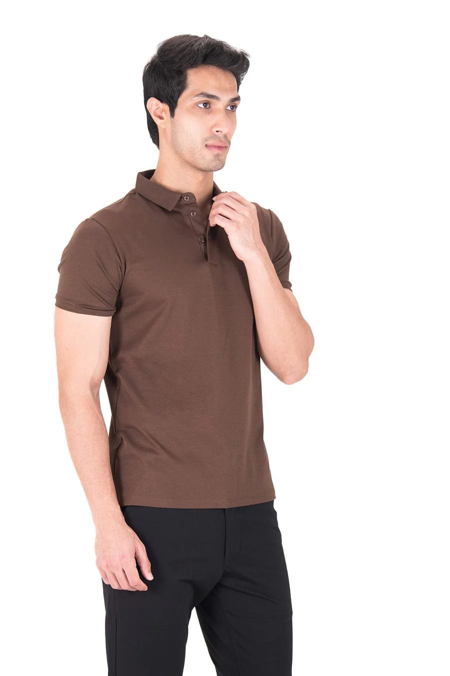 Fluid Cotton Polo - Espresso Brown - Image 3