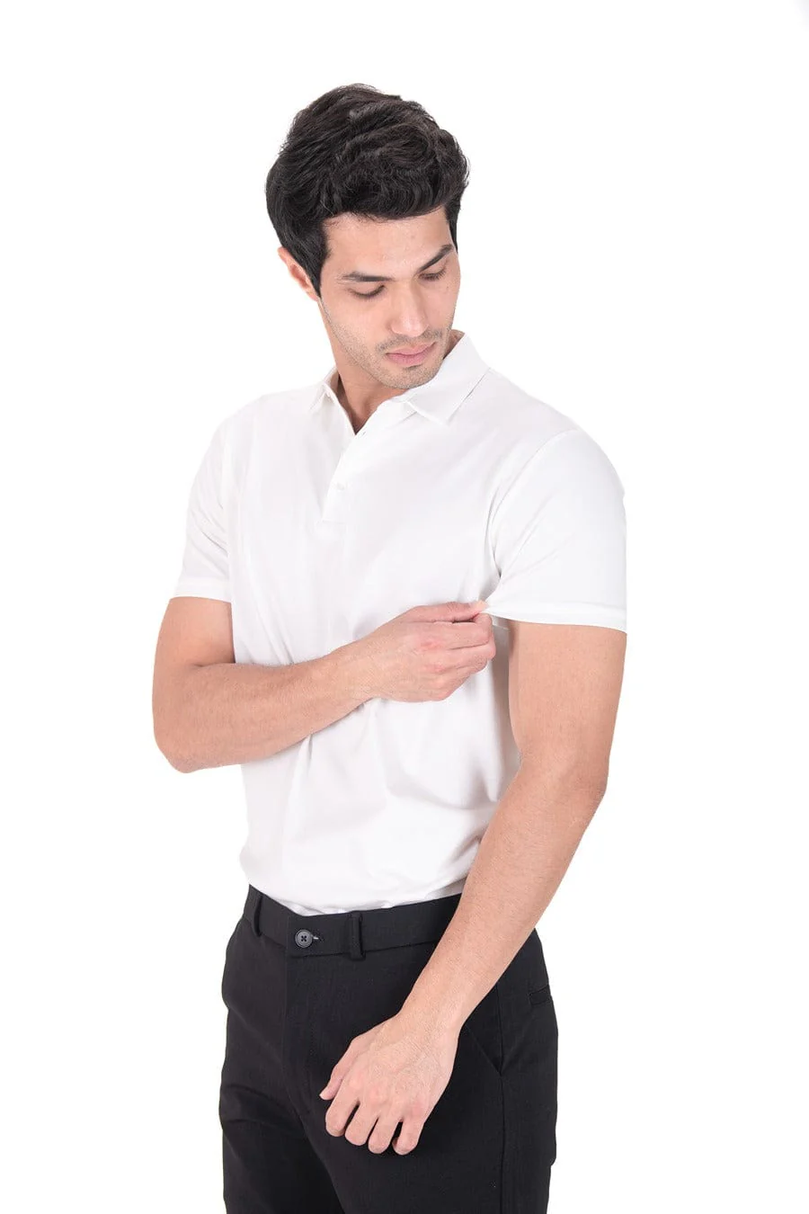 Fluid Cotton Polo - Frost White - Image 3