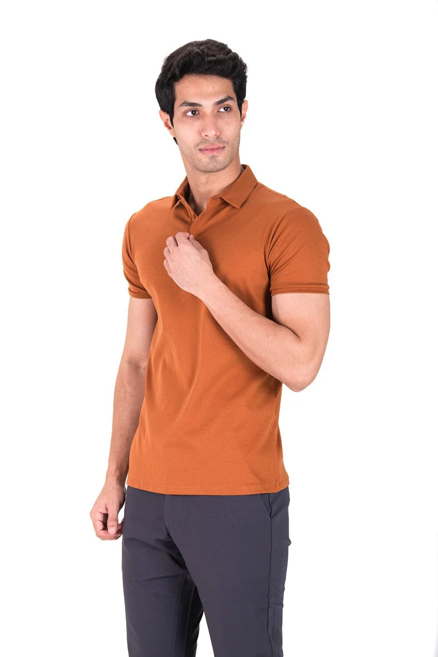 Fluid Cotton Polo - Molten Rust - Image 3