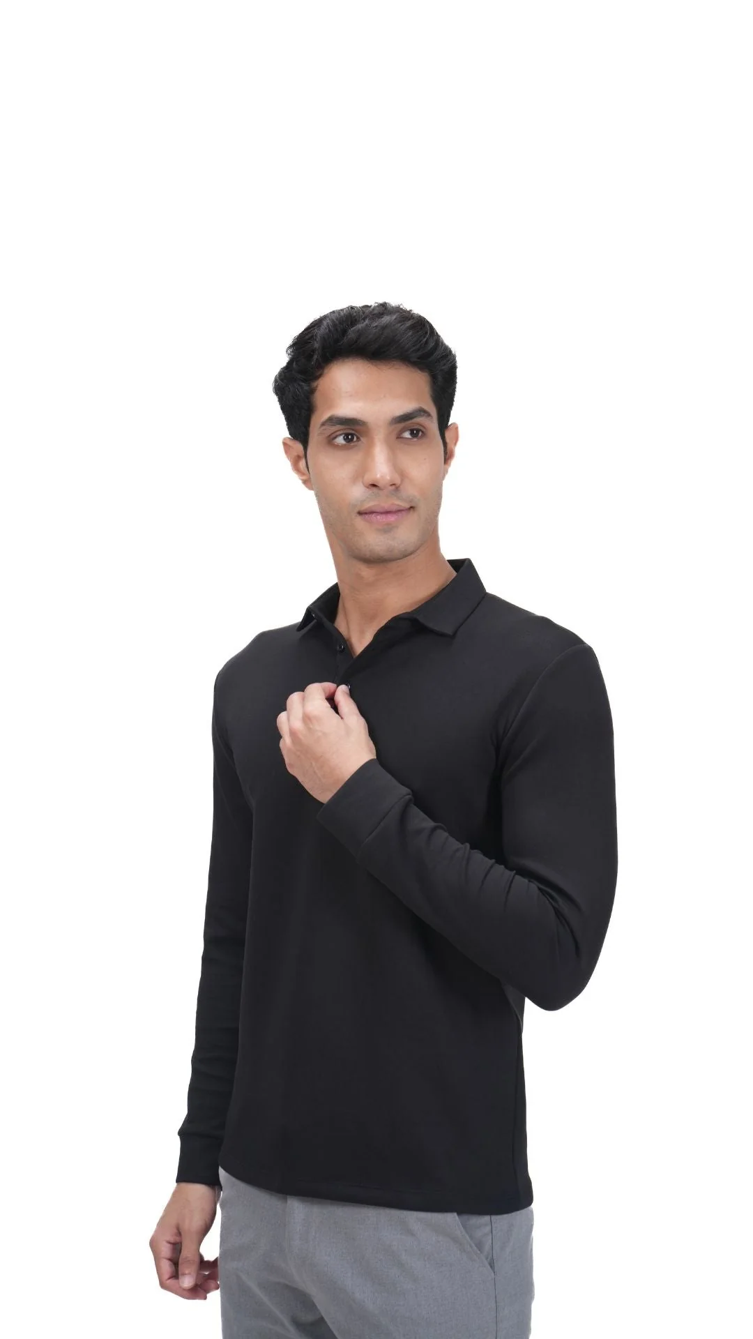 Legacy Polo Sweater- Deep Black - Image 3